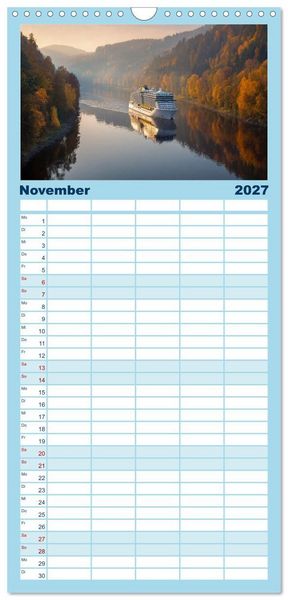Produktbild: Familienplaner 2027 - Kreuzfahrtschiffe Kalender - Kreuzfahrten und Giganten der Meere mit 5 Spalten (Wandkalender, 21 x 45 cm) CALVENDO
