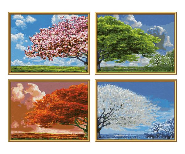 Schipper 609340902 - Malen nach Zahlen, Vier Jahreszeiten, Quattro je 18x24cm