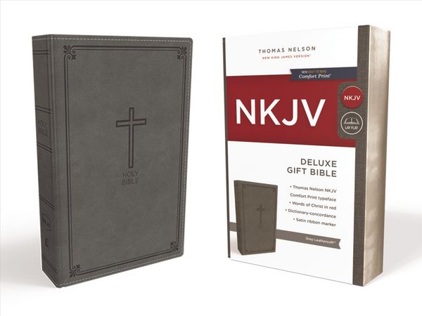Produktbild: NKJV, Deluxe Gift Bible, Imitation Leather, Gray, Red Letter Edition