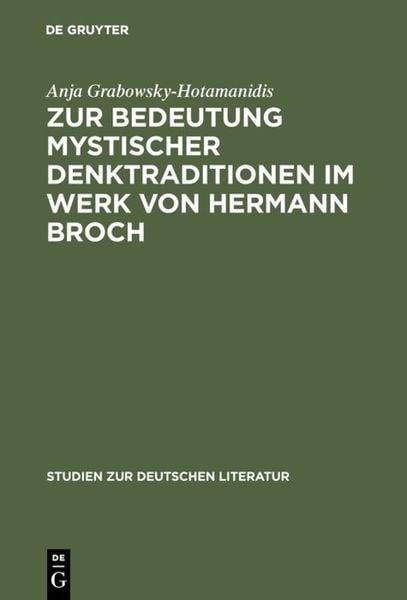 Produktbild: Zur Bedeutung mystischer Denktraditionen im Werk von Hermann Broch