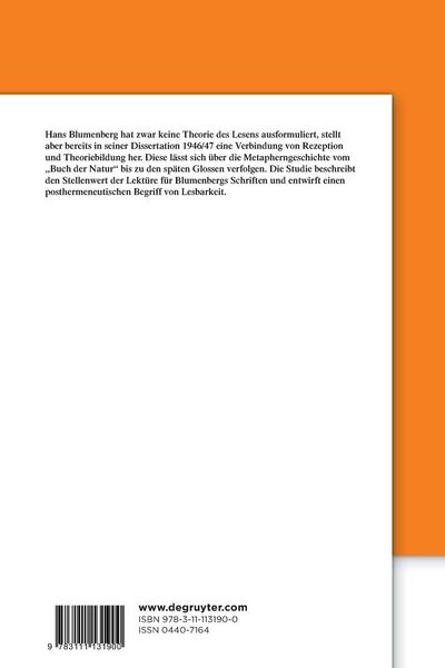 Produktbild: Lesbarkeit nach Hans Blumenberg