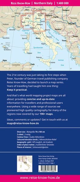 Produktbild: Reise Know-How Landkarte Italien, Nord / Northern Italy (1:400.000)