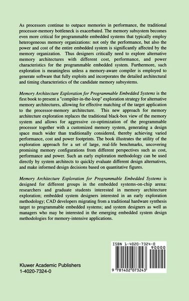 Produktbild: Memory Architecture Exploration for Programmable Embedded Systems