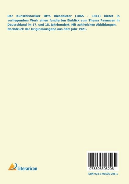 Produktbild: Die deutschen Fayencen des 17. und 18. Jahrhunderts