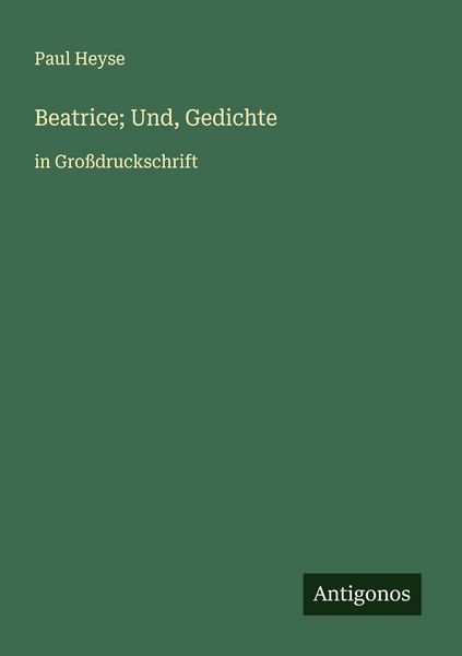 Produktbild: Beatrice; Und, Gedichte
