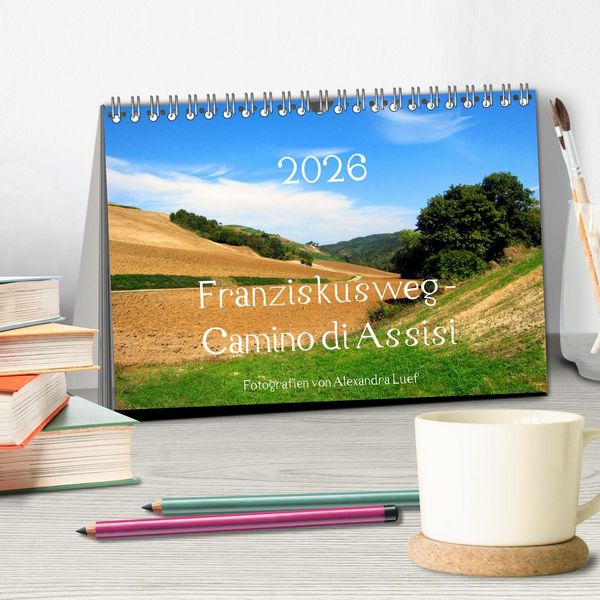 Produktbild: Franziskusweg - Camino di Assisi (Tischkalender 2026 DIN A5 quer), CALVENDO Monatskalender