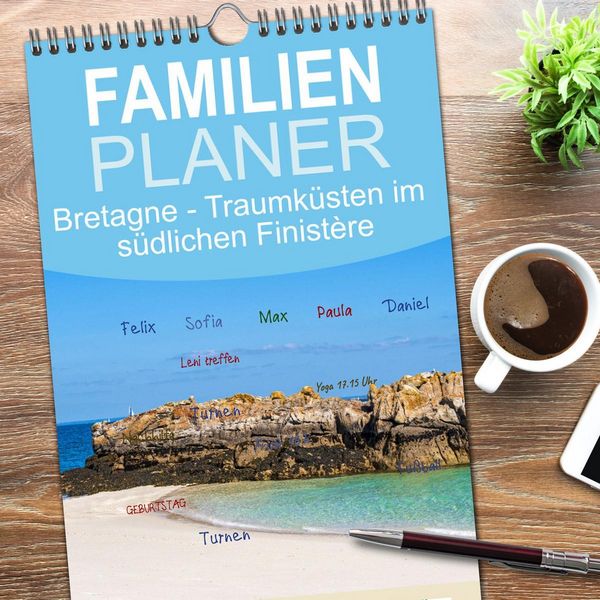 Produktbild: Familienplaner 2026 - Bretagne - Traumk&uuml;sten im s&uuml;dlichen Finist&egrave;re mit 5 Spalten (Wandkalender, 21 x 45 cm) CALVENDO
