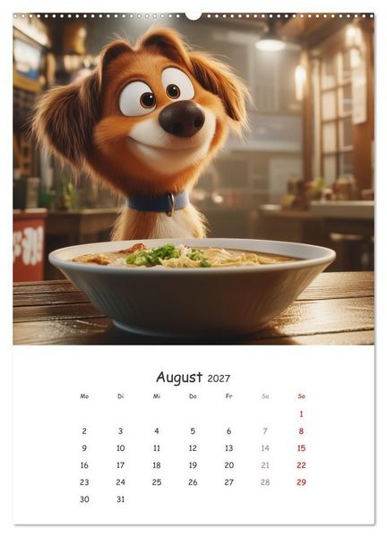 Produktbild: Fellnasen am K&uuml;chentisch - 12 KI-Motive mit Hunden (Wandkalender 2027 DIN A2 hoch), CALVENDO Monatskalender