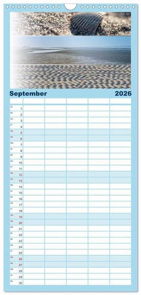 Produktbild: Familienplaner 2026 - K&uuml;stenstreifen an der Nordsee mit 5 Spalten (Wandkalender, 21 x 45 cm) CALVENDO