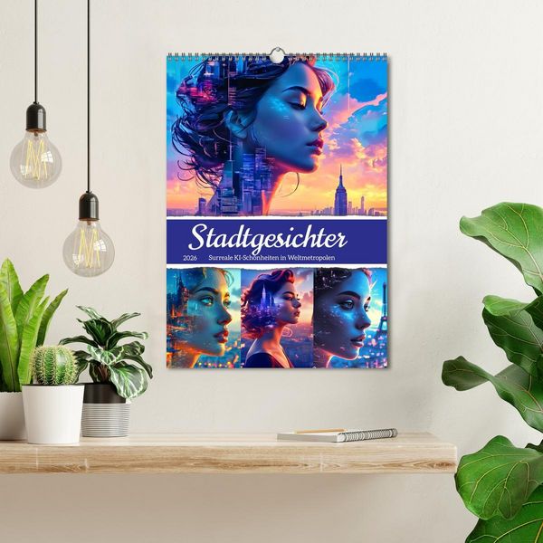 Produktbild: Stadtgesichter - Surreale KI-Sch&ouml;nheiten in Weltmetropolen (Wandkalender 2026 DIN A3 hoch), CALVENDO Monatskalender
