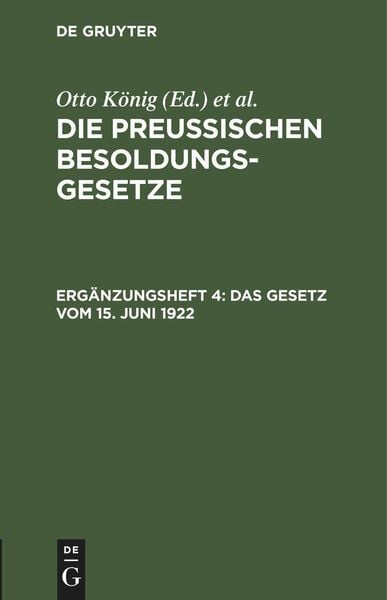 Produktbild: Das Gesetz vom 15. Juni 1922