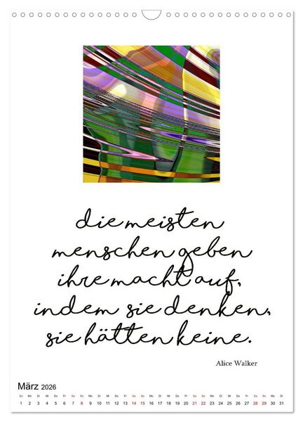 Produktbild: Mehr als Worte - Zitate starker Frauen (Wandkalender 2026 DIN A3 hoch), CALVENDO Monatskalender