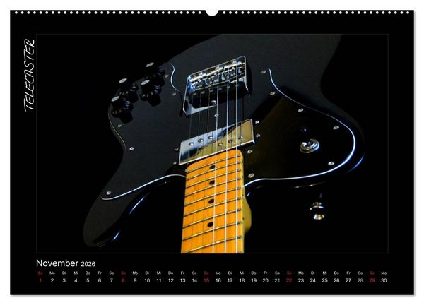 Produktbild: ROCKGITARREN in Szene gesetzt (hochwertiger Premium Wandkalender 2026 DIN A2 quer), Kunstdruck in Hochglanz