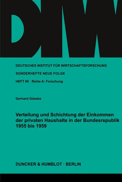 Produktbild: Verteilung und Schichtung der Einkommen der privaten Haushalte in der Bundesrepublik 1955 bis 1959.