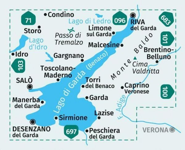 Produktbild: KOMPASS Wanderkarte 102 Gardasee, Lago di Garda, Lake Garda, Monte Baldo 1:50.000