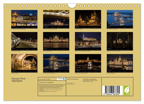 Produktbild: Danube River Nightlights (Wall Calendar 2026 DIN A4 landscape), CALVENDO 12 Month Wall Calendar