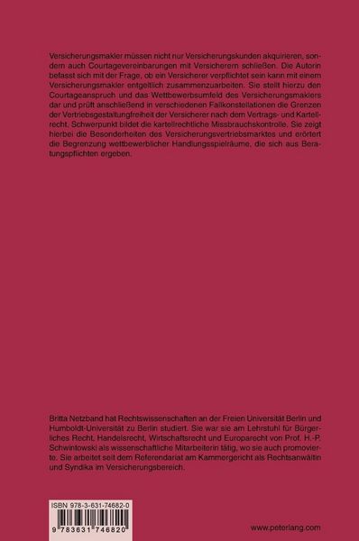 Produktbild: Der Courtageanspruch des Versicherungsmaklers