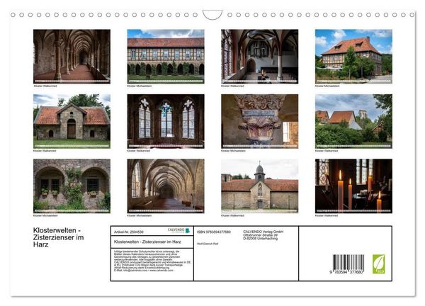 Produktbild: Klosterwelten - Zisterzienser im Harz (Wandkalender 2027 DIN A3 quer), CALVENDO Monatskalender