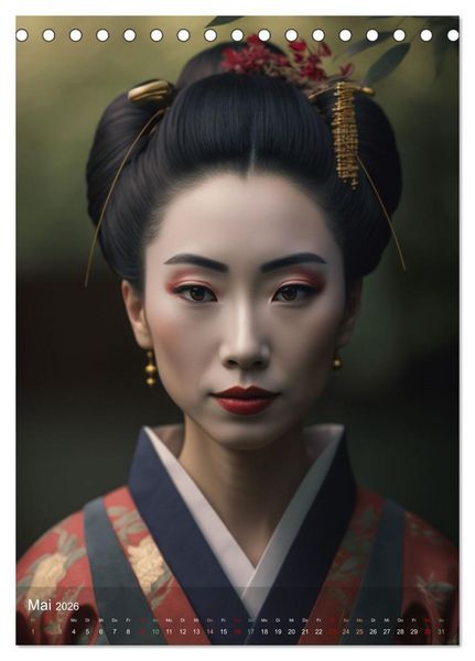 Produktbild: Wundersch&ouml;ne Portraits Japanischer Geishas (Tischkalender 2026 DIN A5 hoch), CALVENDO Monatskalender