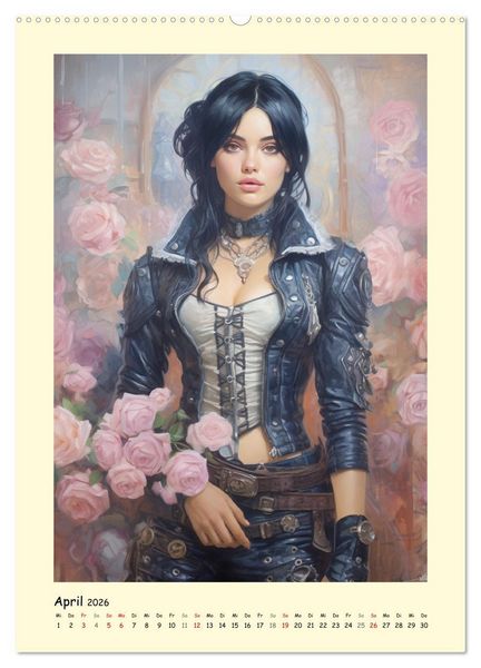 Produktbild: Sch&ouml;ne Steampunk Girls. Retro-&Auml;sthetik im Aquarell-Stil (hochwertiger Premium Wandkalender 2026 DIN A2 hoch), Kunstdruck in Hochglanz