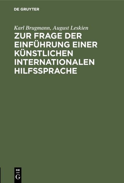 Produktbild: Zur Frage der Einf&uuml;hrung einer k&uuml;nstlichen internationalen Hilfssprache