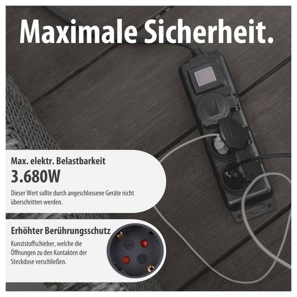 Produktbild: Brennenstuhl 1159950013 Outdoor Steckdosenleiste mit Schalter Schwarz