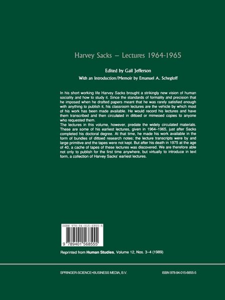 Produktbild: Harvey Sacks Lectures 1964&ndash;1965