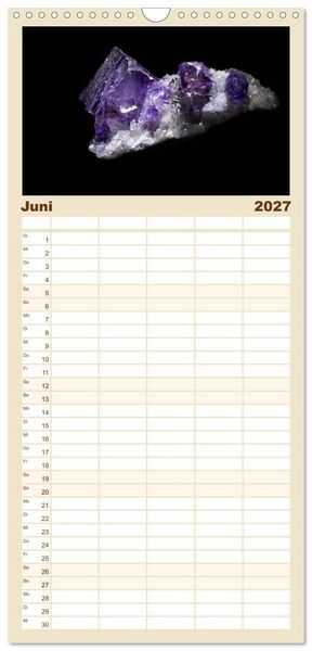 Produktbild: Familienplaner 2027 - MINERALIEN designed by nature mit 5 Spalten (Wandkalender, 21 x 45 cm) CALVENDO