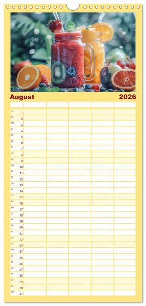 Produktbild: Familienplaner 2026 - Leckere Smoothies mit 5 Spalten (Wandkalender, 21 x 45 cm) CALVENDO
