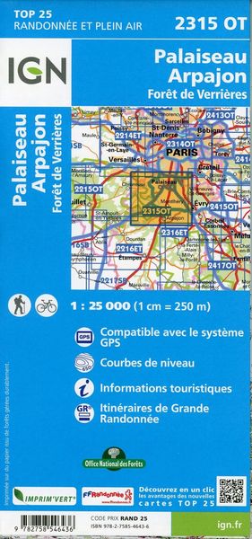 Produktbild: Palaiseau.Arpajon.Fr&ecirc;t de Verri&egrave;res 1:25 000