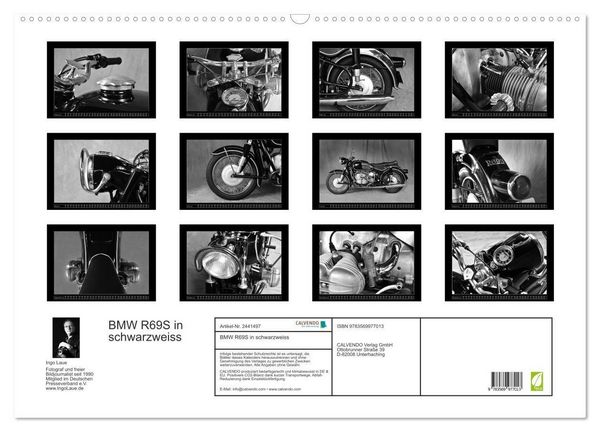 Produktbild: BMW R69S in schwarzweiss (Wandkalender 2027 DIN A2 quer), CALVENDO Monatskalender