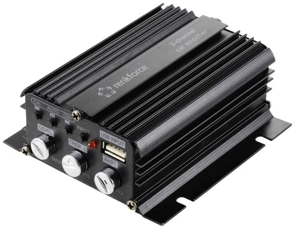 Produktbild: Renkforce RF-CMP-202 2-Kanal Endstufe 100 W Bluetooth&reg;-/USB-Audiowiedergabe, Lautst&auml;rke-/Bass-/H&ouml;hen-Regelung