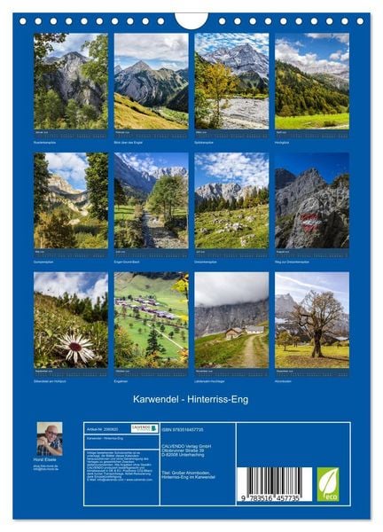 Produktbild: Karwendel - Hinterriss-Eng (Wandkalender 2026 DIN A4 hoch), CALVENDO Monatskalender