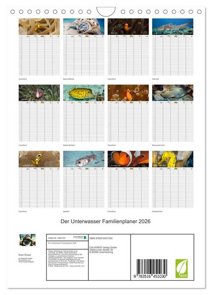 Produktbild: Der Unterwasser Familienplaner 2026 (Wandkalender 2026 DIN A4 hoch), CALVENDO Monatskalender