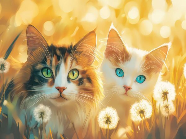 Produktbild: CALVENDO Puzzle Katzen Illustrationen | 1000 Teile Lege-Gr&ouml;&szlig;e 64x48cm Foto-Puzzle f&uuml;r gl&uuml;ckliche Stunden