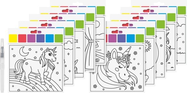 Produktbild: Brunnen Heyda Mal Set Einhorn - Malblock inkl. Wasserfarben und Pinsel, 10 Motive