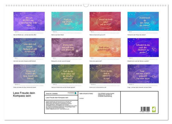 Produktbild: Lass Freude dein Kompass sein (Wandkalender 2026 DIN A2 quer), CALVENDO Monatskalender