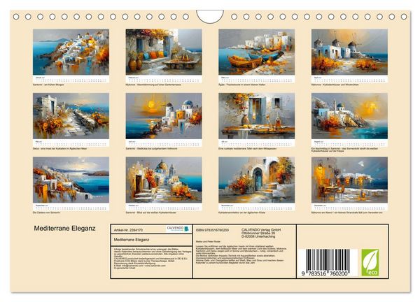 Produktbild: Mediterrane Eleganz (Wandkalender 2027 DIN A4 quer), CALVENDO Monatskalender