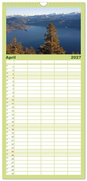 Produktbild: Familienplaner 2027 - Walchensee Panorama mit 5 Spalten (Wandkalender, 21 x 45 cm) CALVENDO