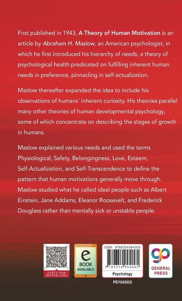 Produktbild: A Theory of Human Motivation (Hardcover Library Edition)