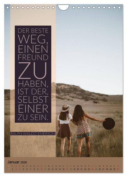 Produktbild: Freundschaft Weisheiten und Zitate (Wandkalender 2026 DIN A4 hoch), CALVENDO Monatskalender