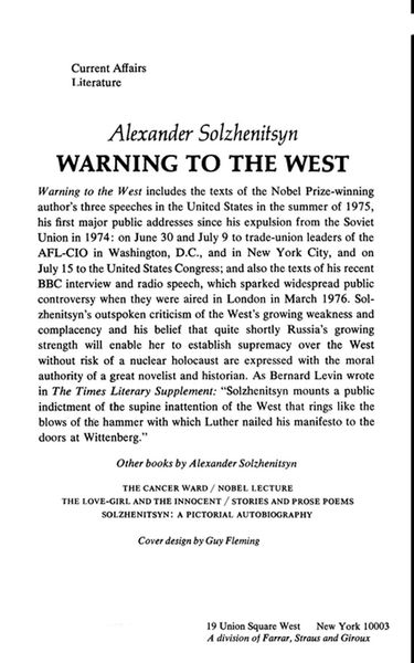Produktbild: Warning to the West