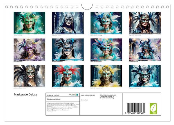 Produktbild: Maskerade Deluxe (Wandkalender 2026 DIN A4 quer), CALVENDO Monatskalender