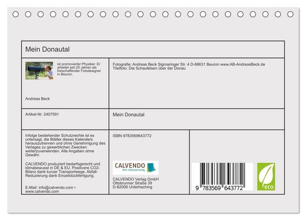 Produktbild: Mein Donautal (Tischkalender 2027 DIN A5 quer), CALVENDO Monatskalender