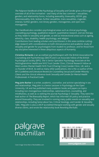 Produktbild: The Palgrave Handbook of the Psychology of Sexuality and Gender