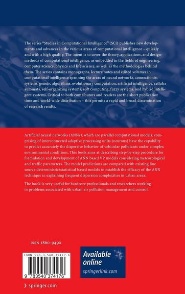 Produktbild: Artificial Neural Networks in Vehicular Pollution Modelling