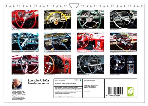 Produktbild: Ikonische US-Car Armaturenbretter (Wandkalender 2026 DIN A4 quer), CALVENDO Monatskalender