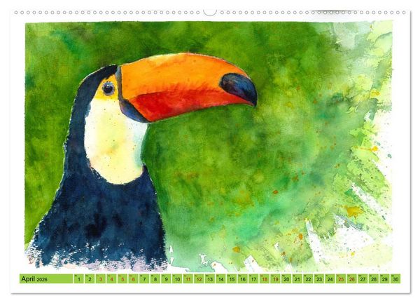 Produktbild: Faszination V&ouml;gel im Aquarell - Expressionistische Kunst von Doris Kr&uuml;ger (Wandkalender 2026 DIN A2 quer), CALVENDO Monatskalender