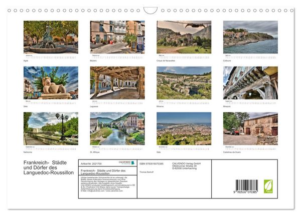 Produktbild: Frankreich- St&auml;dte und D&ouml;rfer des Languedoc-Roussillon (Wandkalender 2026 DIN A3 quer), CALVENDO Monatskalender