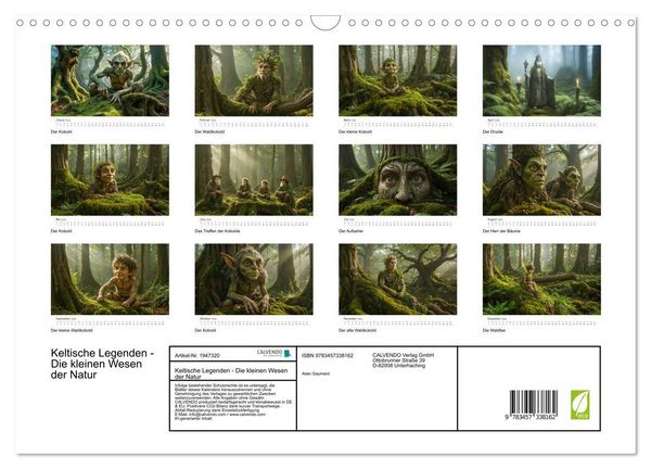 Produktbild: Keltische Legenden - Die kleinen Wesen der Natur (Wandkalender 2026 DIN A3 quer), CALVENDO Monatskalender